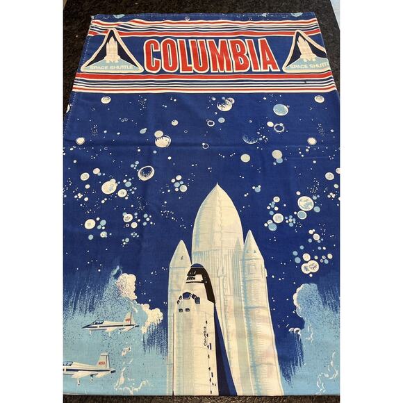 Columbia Space Shuttle NASA Sears 4 Pc Set 2 Drapes, Twin Flat Sheet, Valance - Picture 1 of 11
